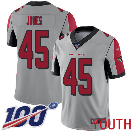 Atlanta Falcons Limited Silver Youth Deion Jones Jersey NFL Football 45 100th Season Inverted Legend